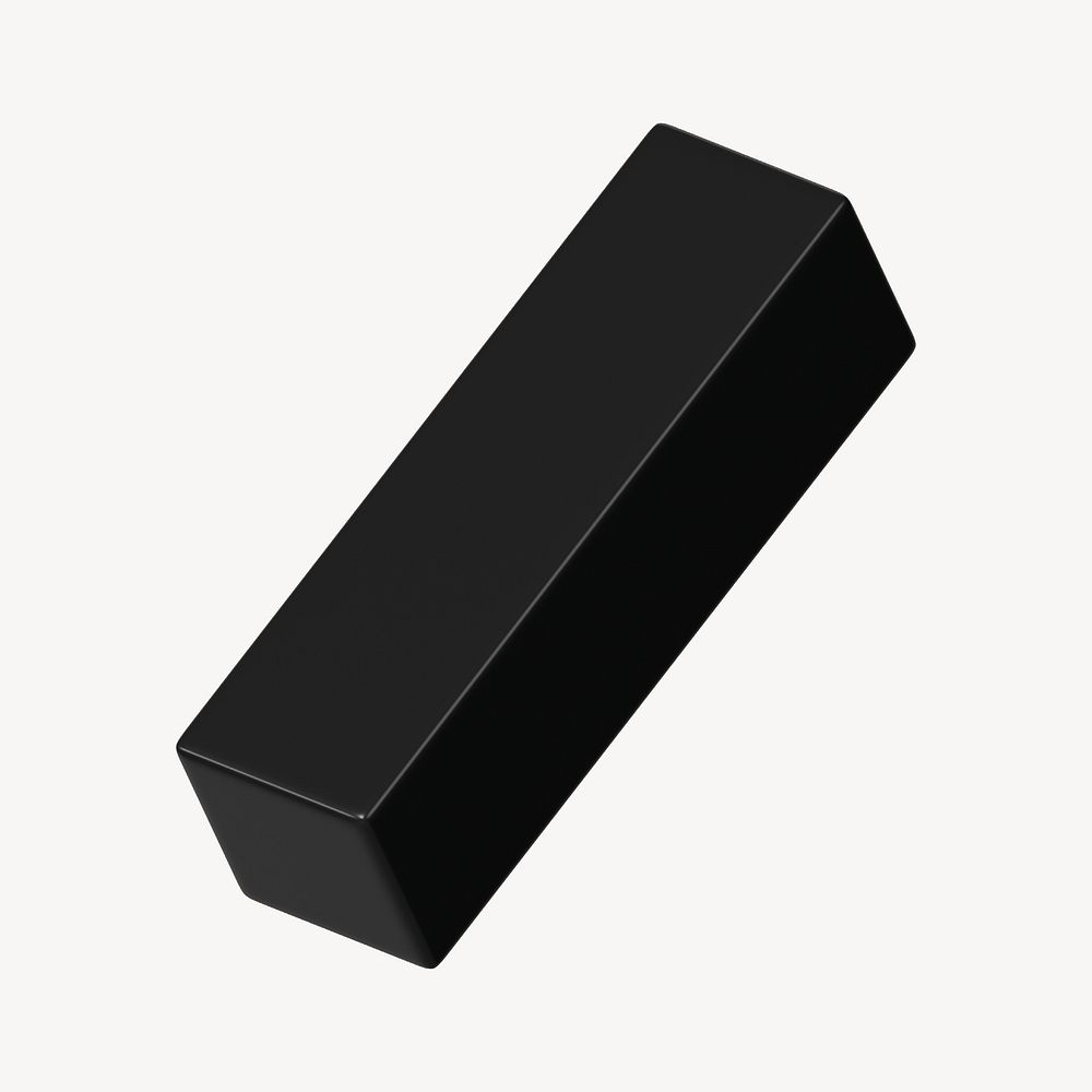 3D black cuboid clipart, geometric shape psd