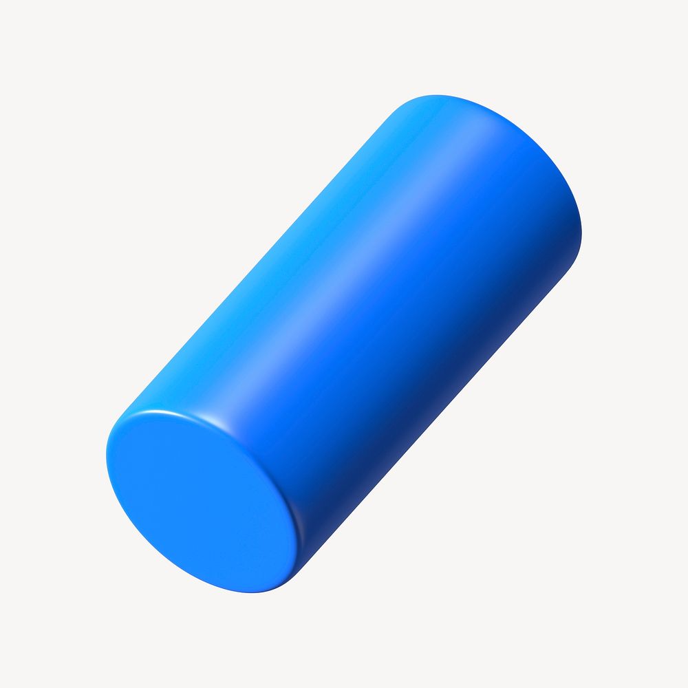 3D blue cylinder, geometric shape
