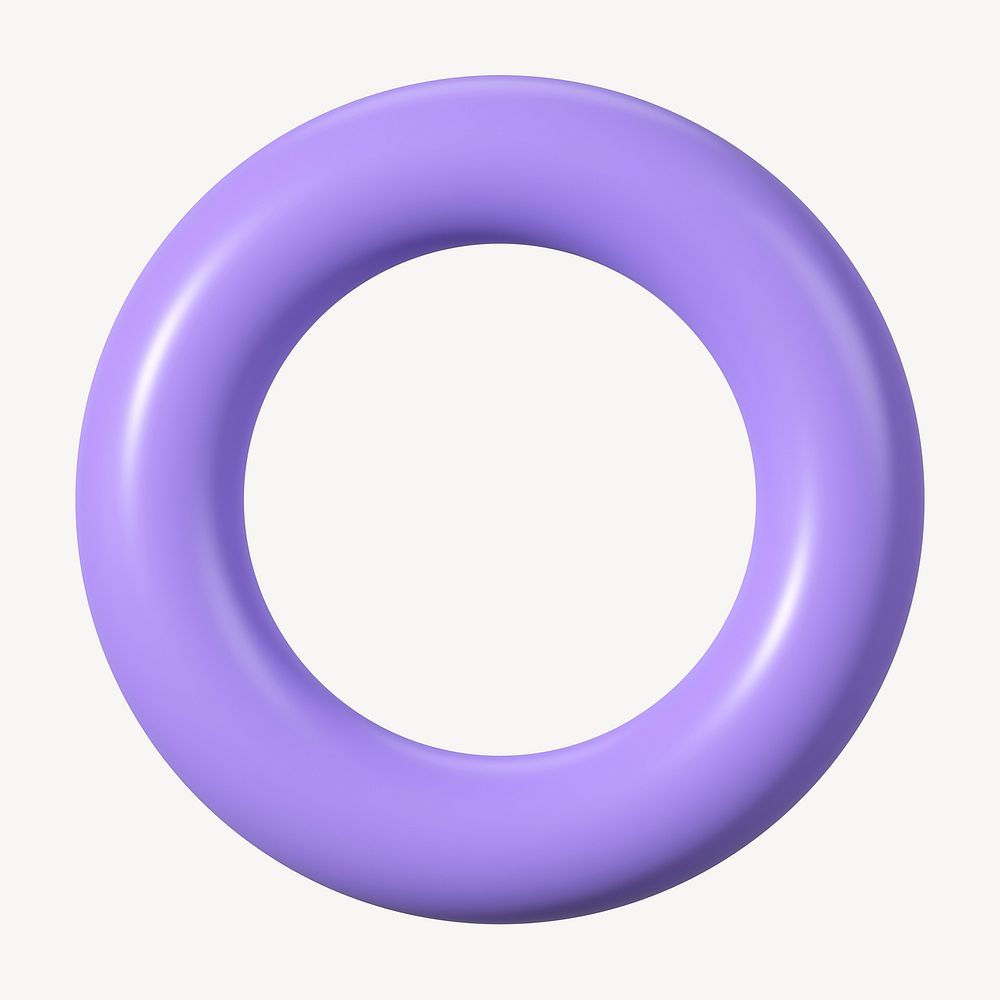 Purple torus ring shape, 3D clipart