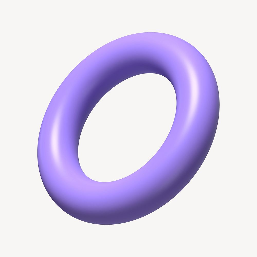 Purple torus ring shape, 3D clipart