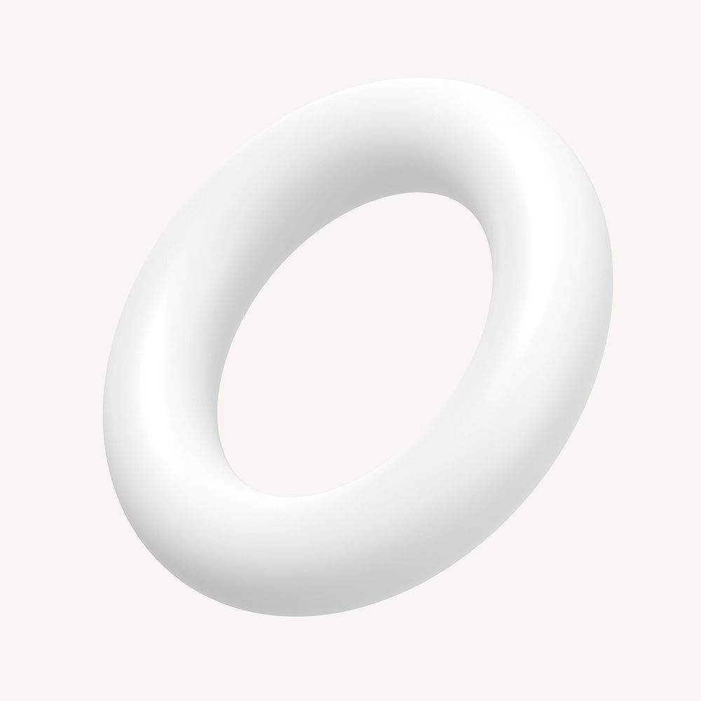 White 3D torus ring shape, clipart psd
