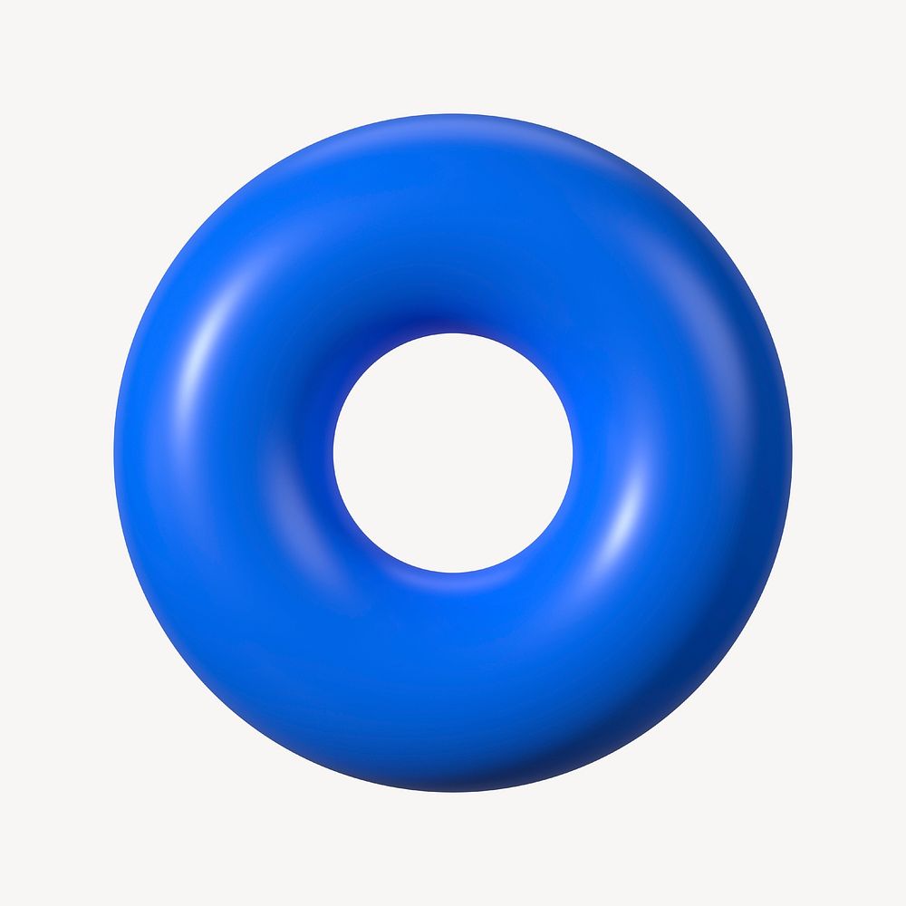 Blue donut ring, 3d shape clipart