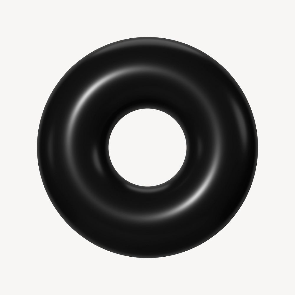 Black donut ring, 3d shape clipart