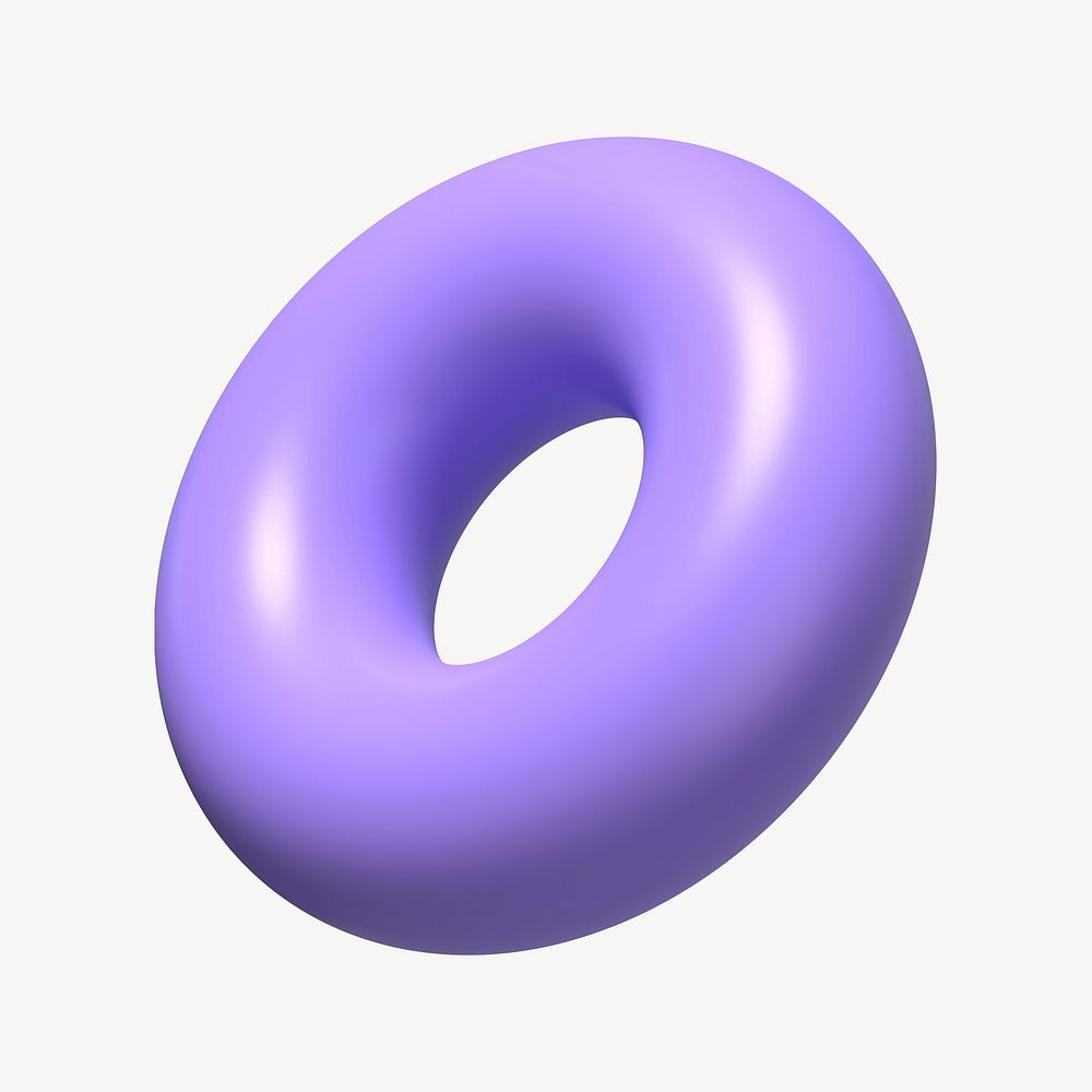 Purple donut ring, 3d shape clipart