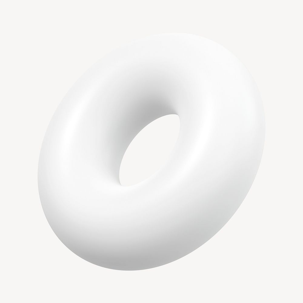 Minimal donut ring, 3d shape clipart