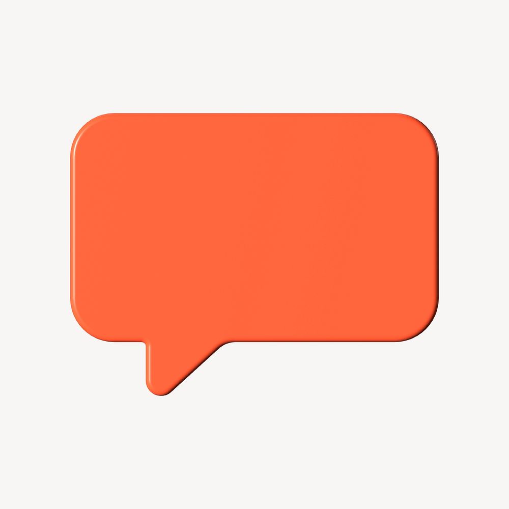 3D orange speech bubble, communication clipart psd