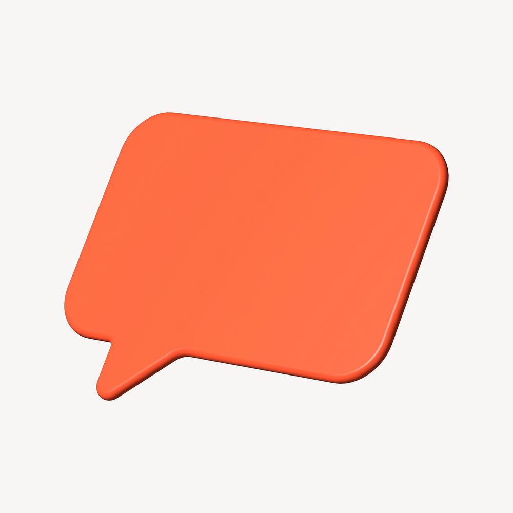 3D orange speech bubble, communication clipart psd