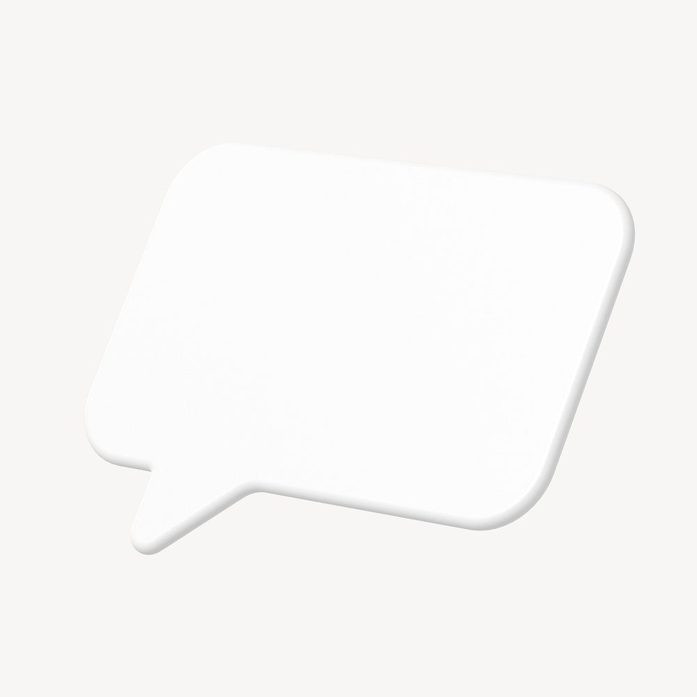 3D white speech bubble, communication clipart psd