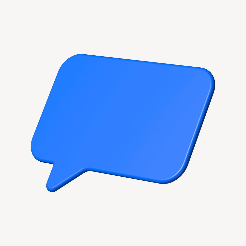 3D blue speech bubble, communication clipart psd
