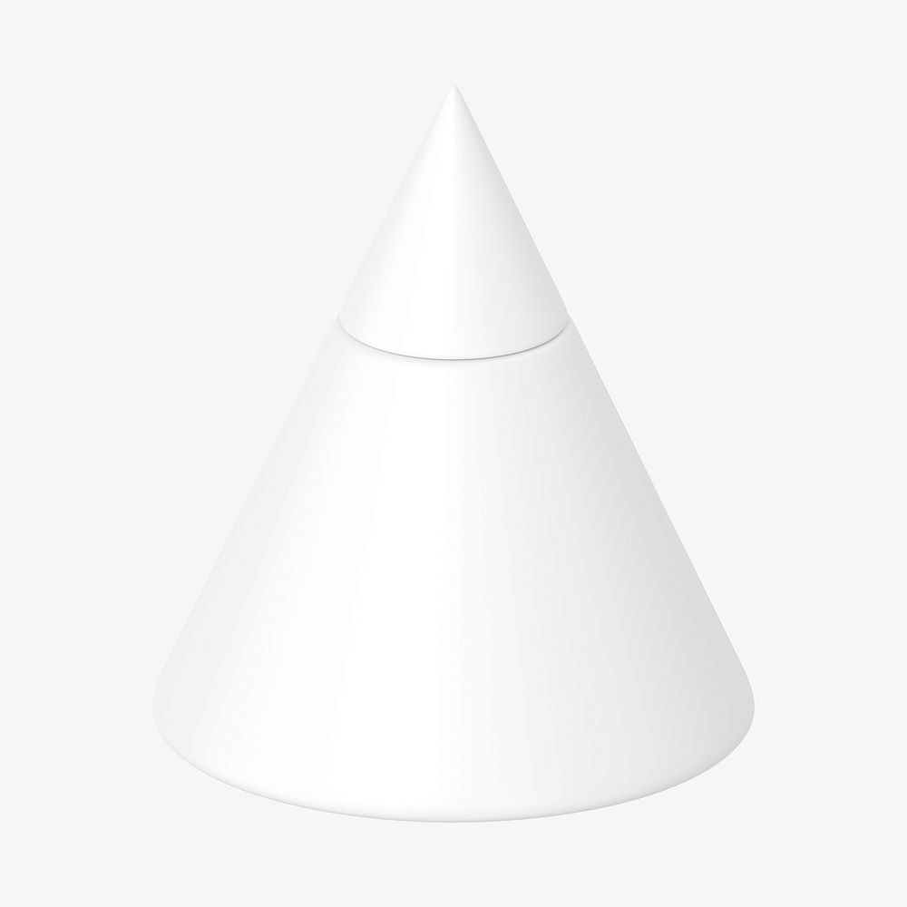 3D white cone shape, geometric clipart psd