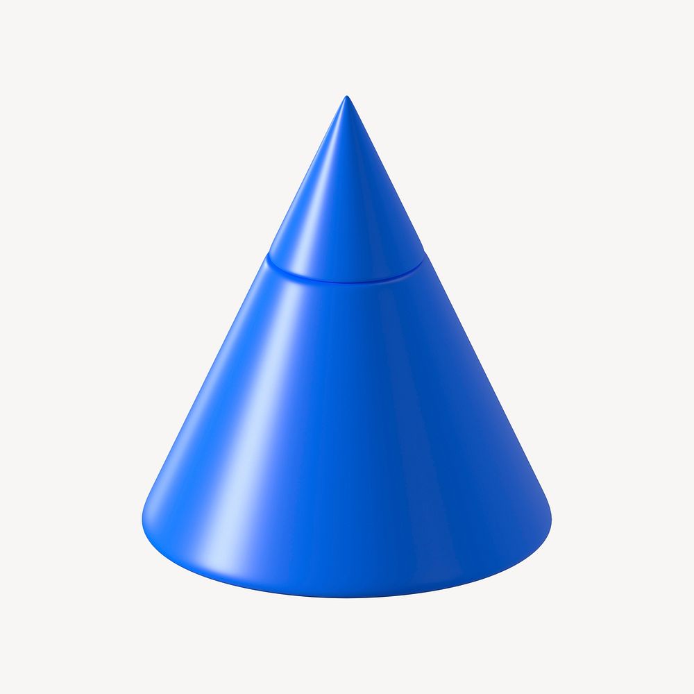 3D blue cone shape, geometric design