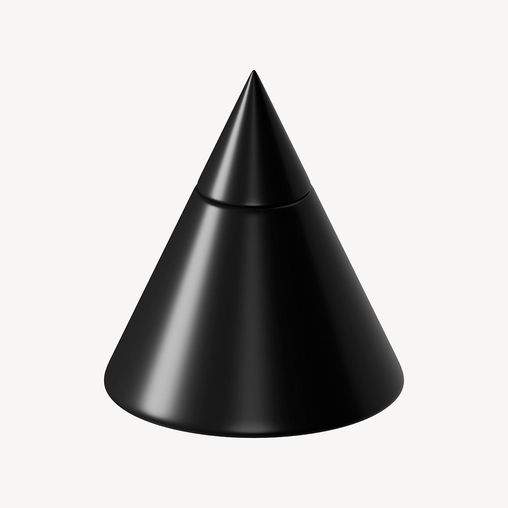 3D black cone shape, geometric design