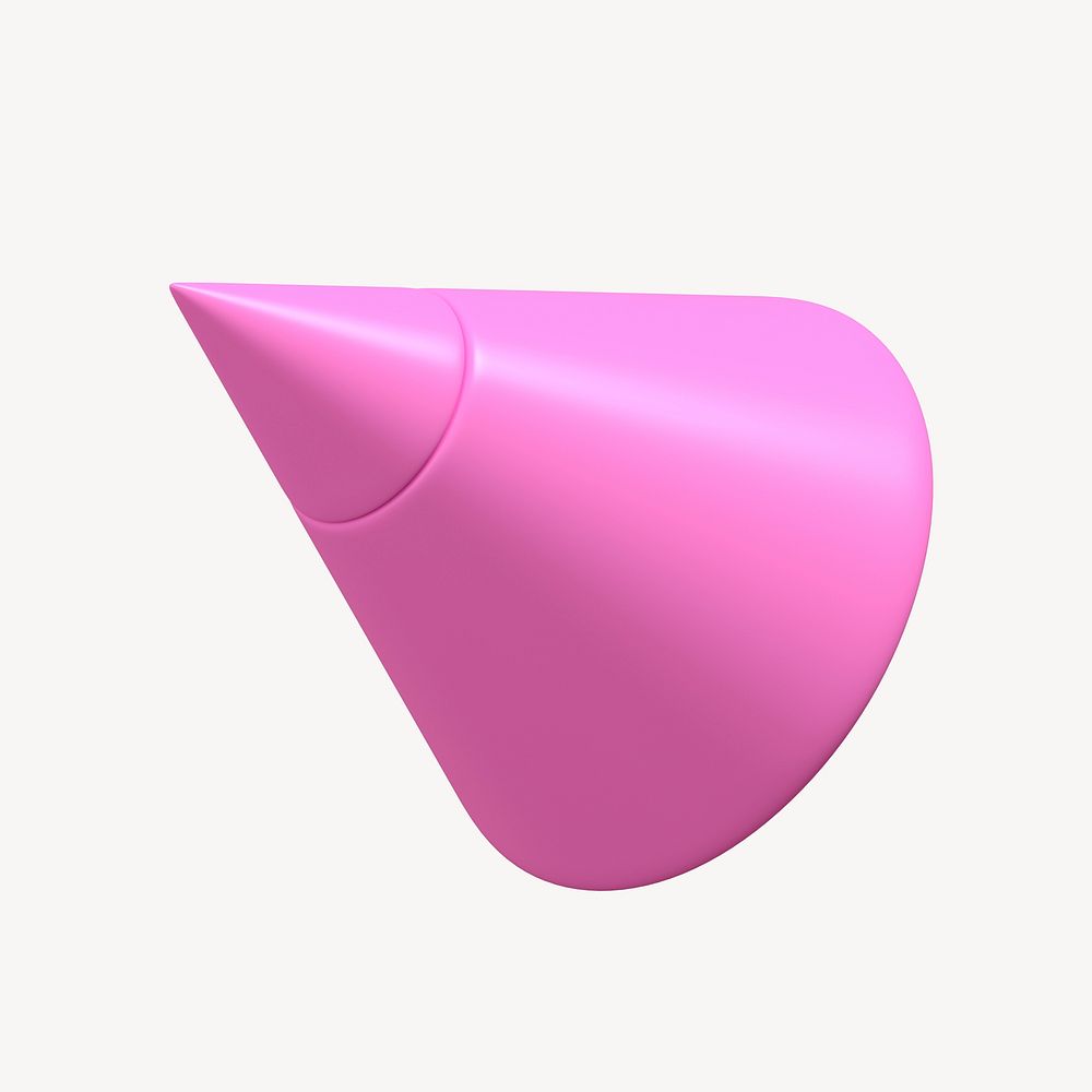 3D pink cone shape, geometric clipart psd