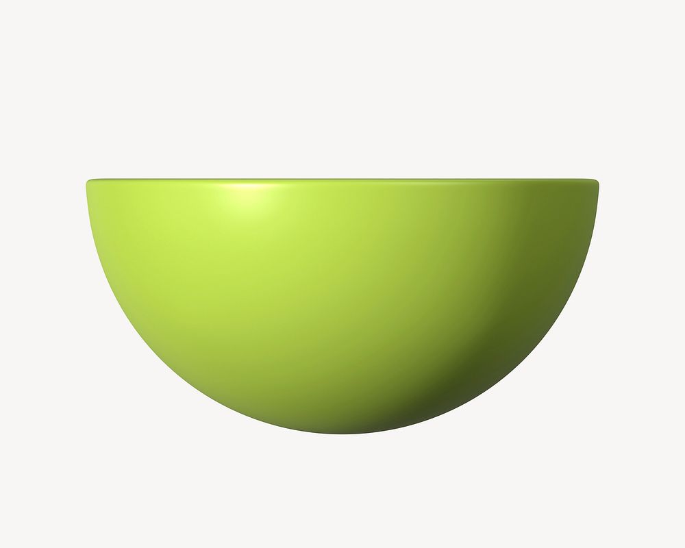 3D green hemisphere, geometric shape psd