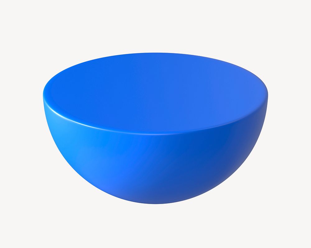 3D blue hemisphere, geometric shape psd