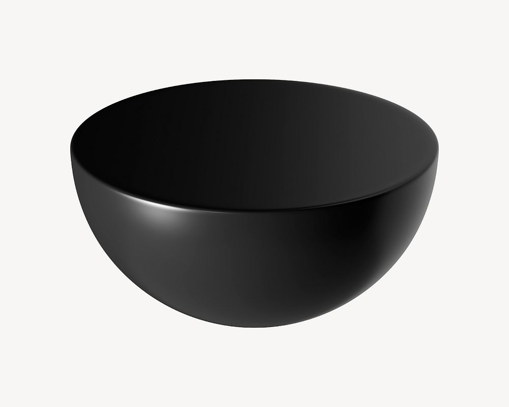 3D black hemisphere, geometric shape