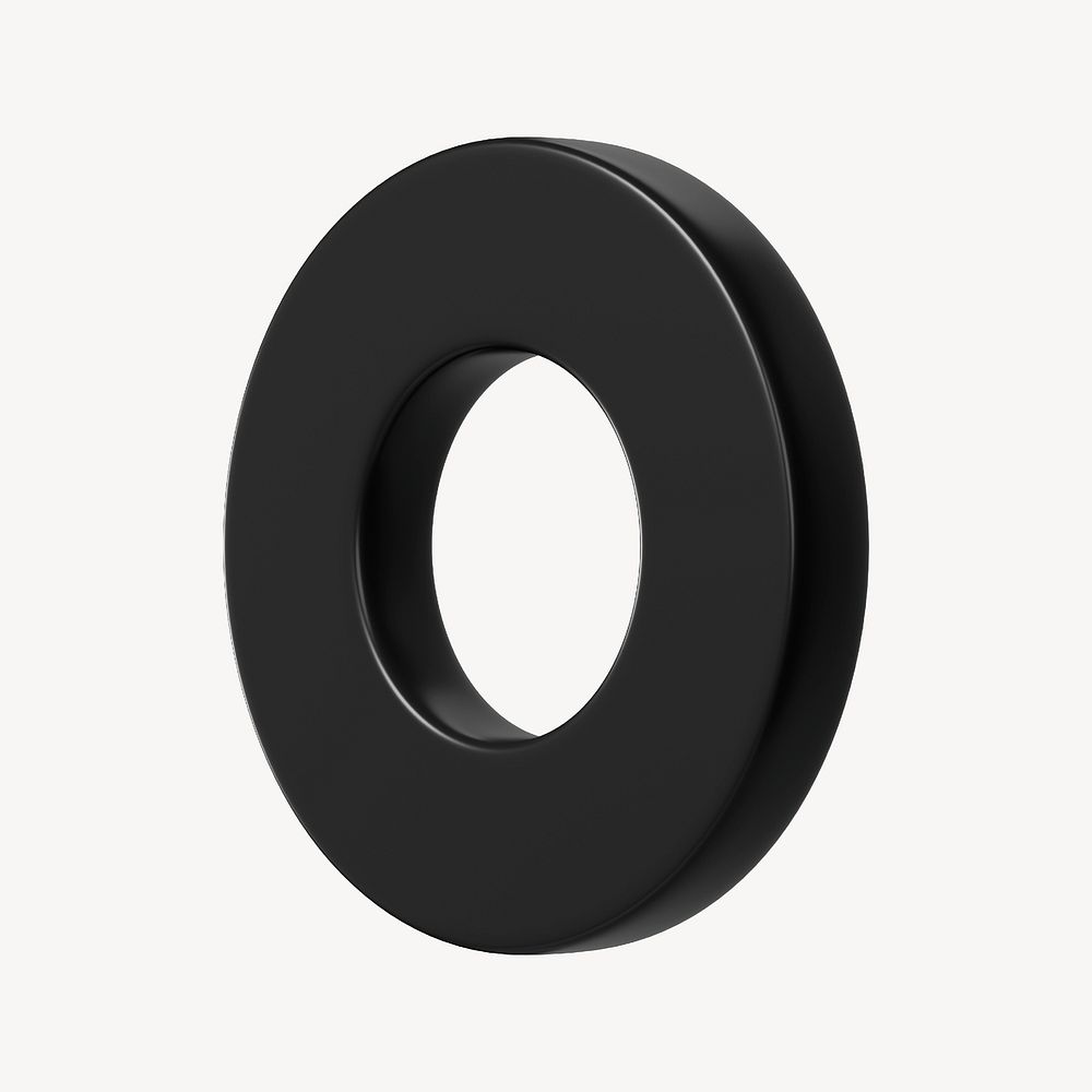 3D black annulus, ring shape, geometric clipart psd