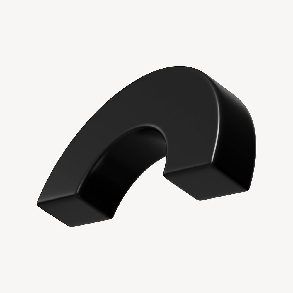 3D black half torus clipart, geometric shape