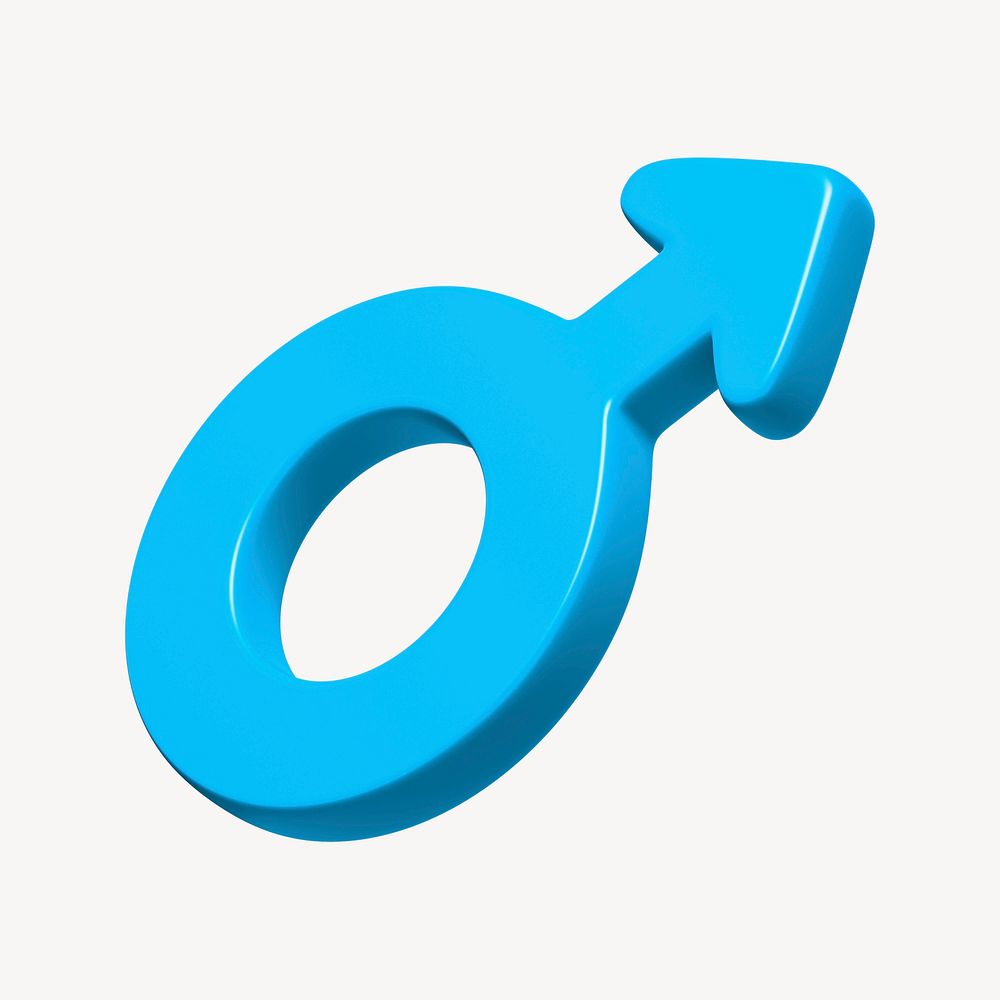 Blue male symbol 3D clipart illustration 