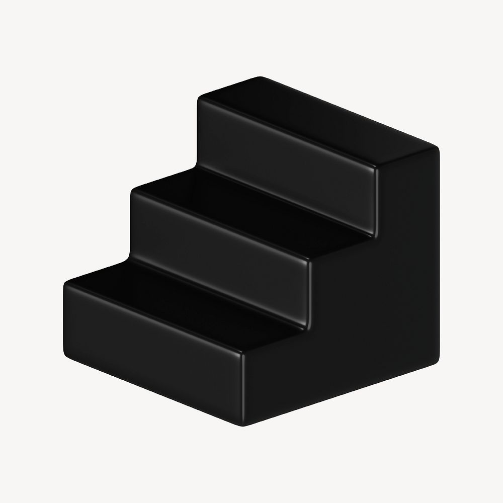 3D black stairs, podium clipart psd