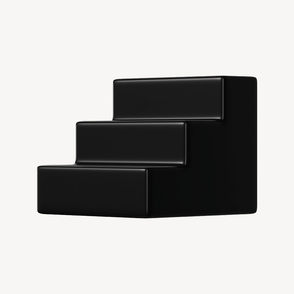3D black stairs, podium clipart psd