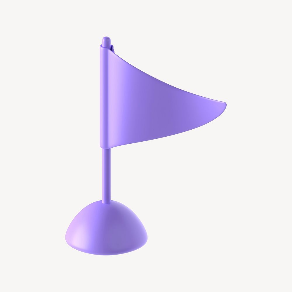 Purple flag icon, 3D business collage element psd