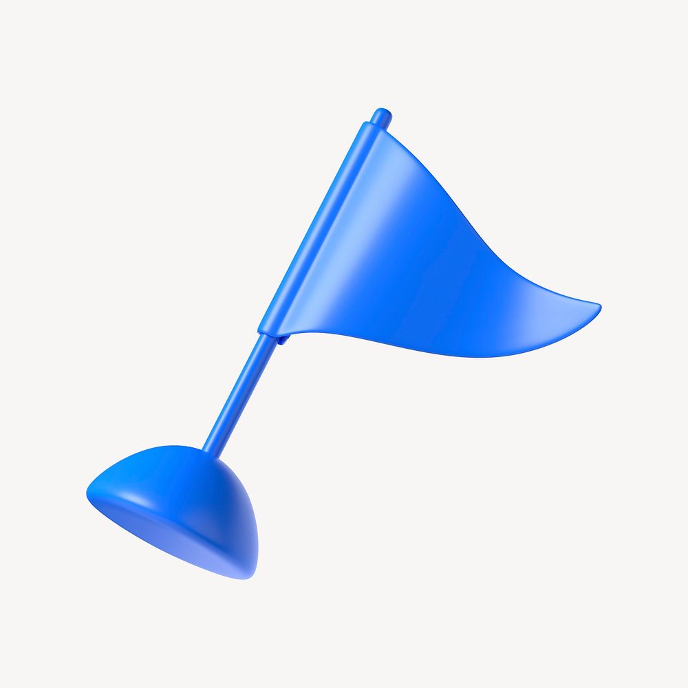 Blue flag 3d icon, business clipart
