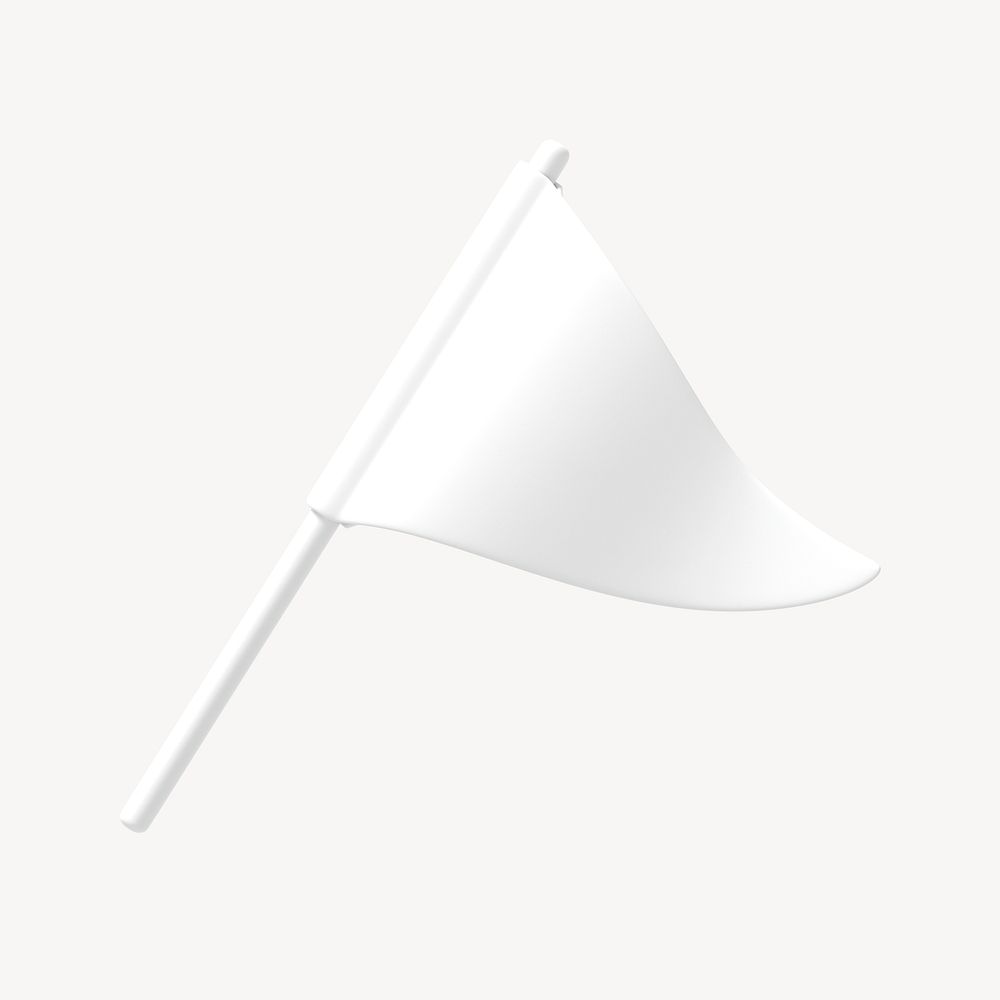 White flag 3d icon, business clipart