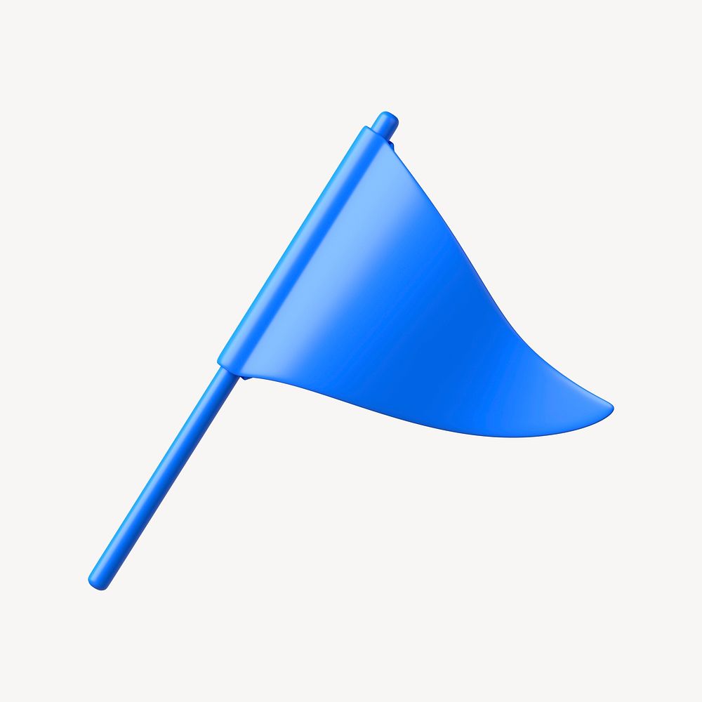 Blue flag icon, 3D business collage element psd