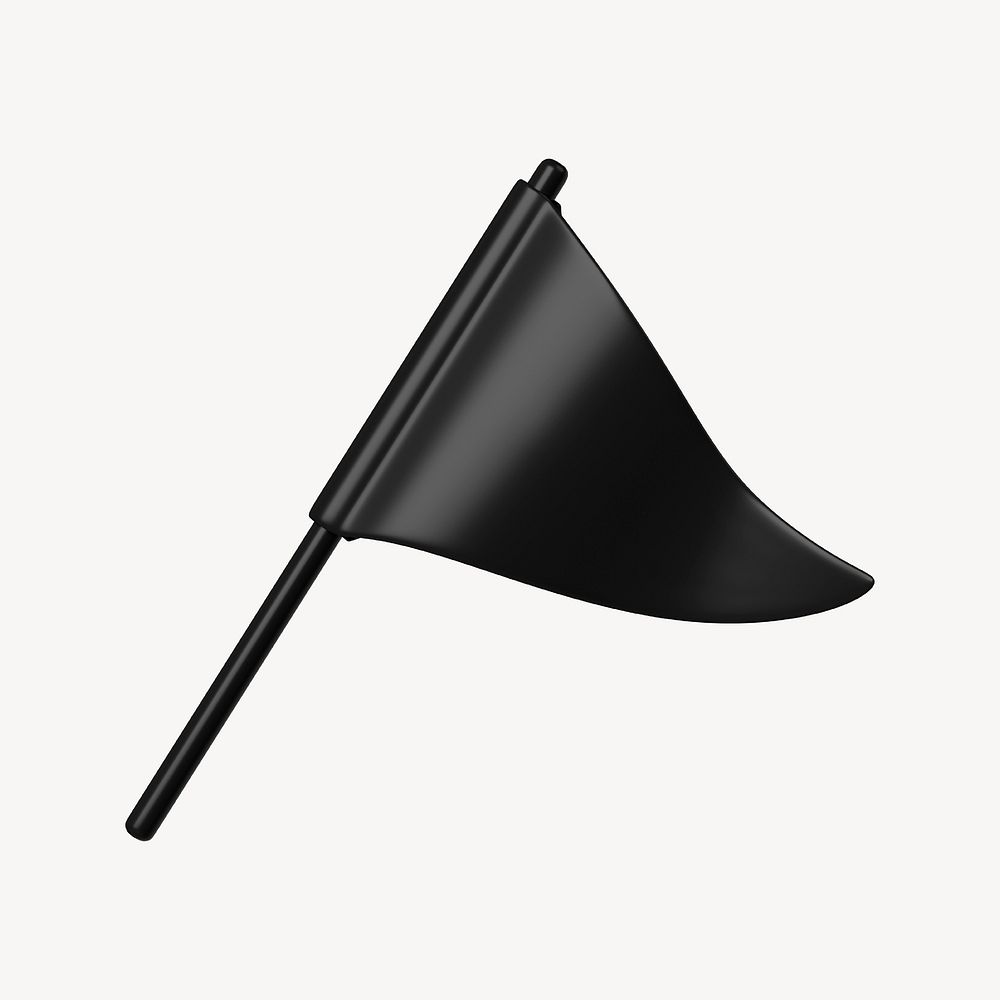 Black flag icon, 3D business collage element psd