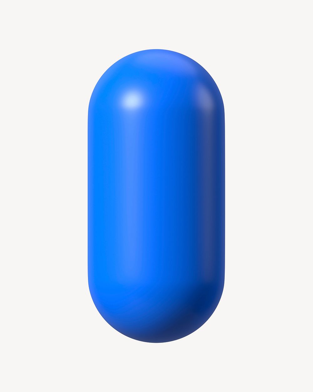 3D blue capsule shape, geometric clipart psd