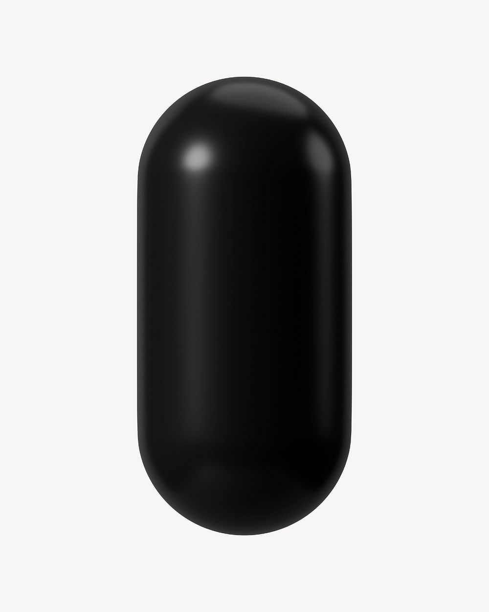 3D black capsule shape, geometric clipart psd