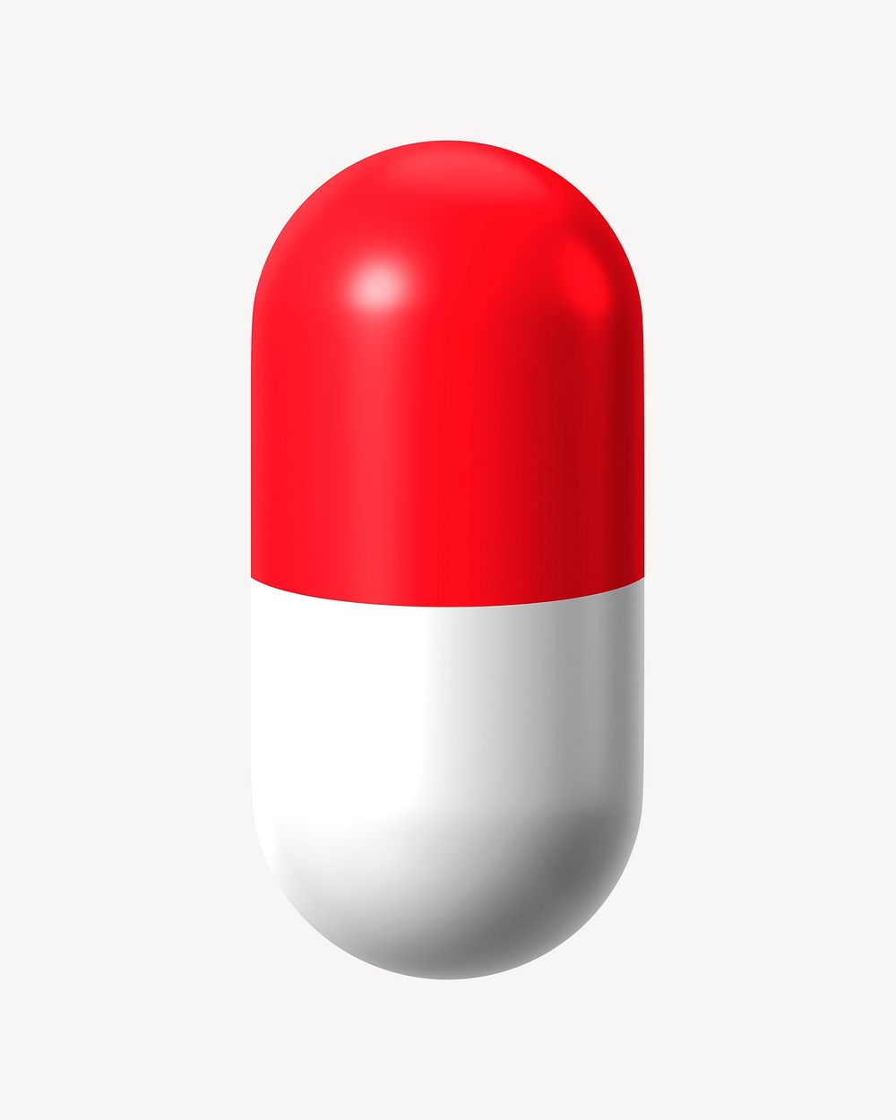 3D red capsule shape, medical clipart psd