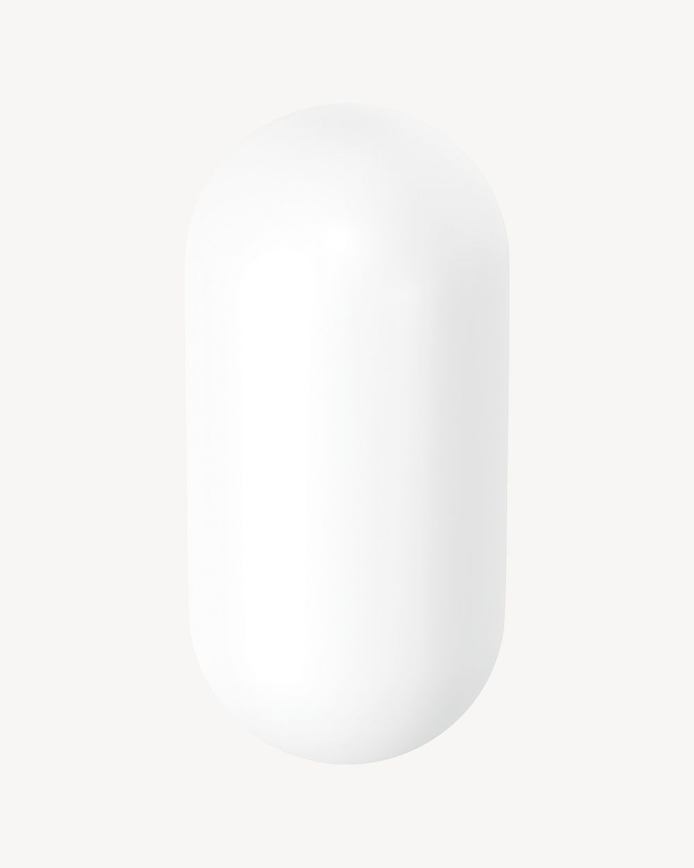 3D white capsule shape, geometric clipart psd