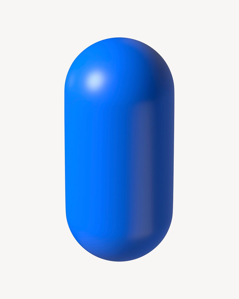 3D blue capsule shape, geometric clipart psd