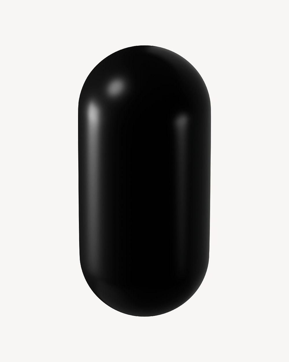3D black capsule shape, geometric clipart psd