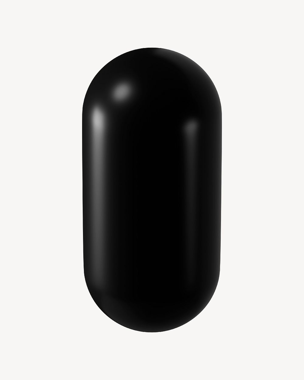 3D black capsule, geometric shape