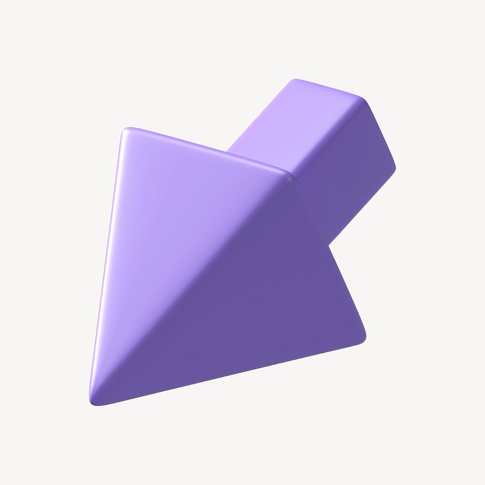 3D purple arrow, pointing direction clipart psd