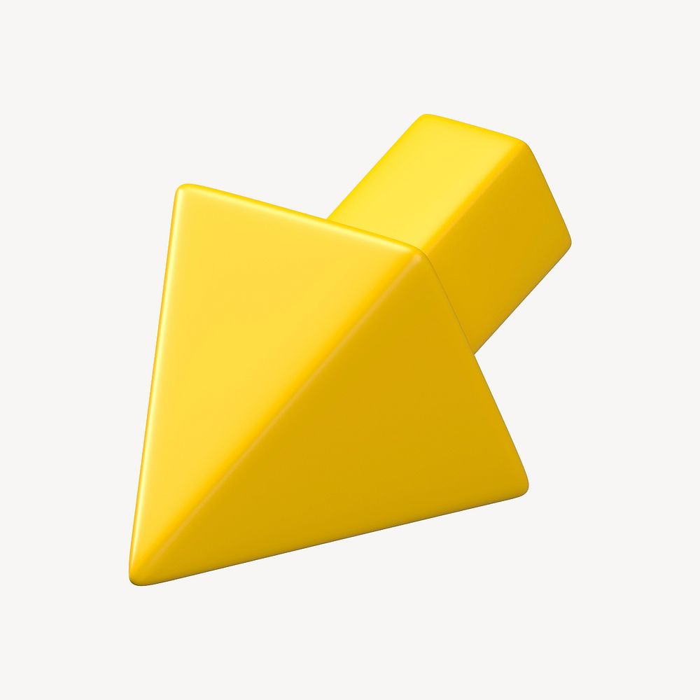 3D yellow arrow, pointing direction clipart psd