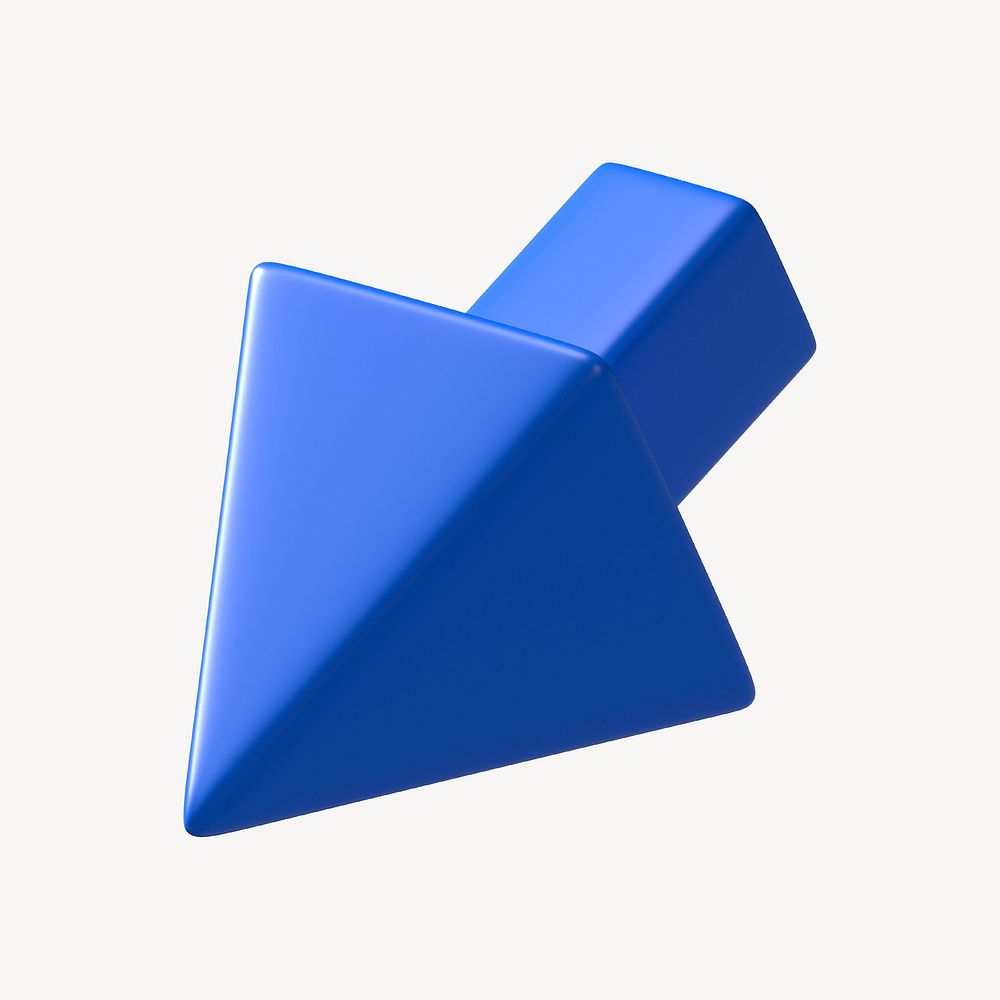 3D blue pointing cursor, arrow shape