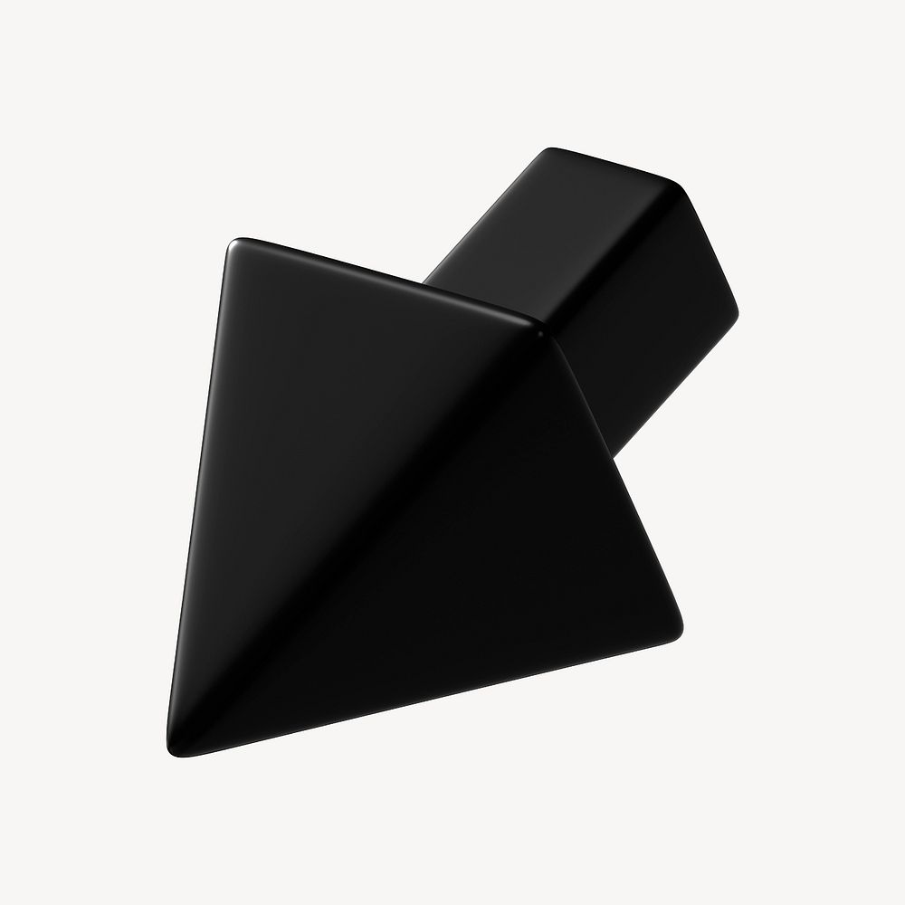 3D black pointing cursor, arrow shape