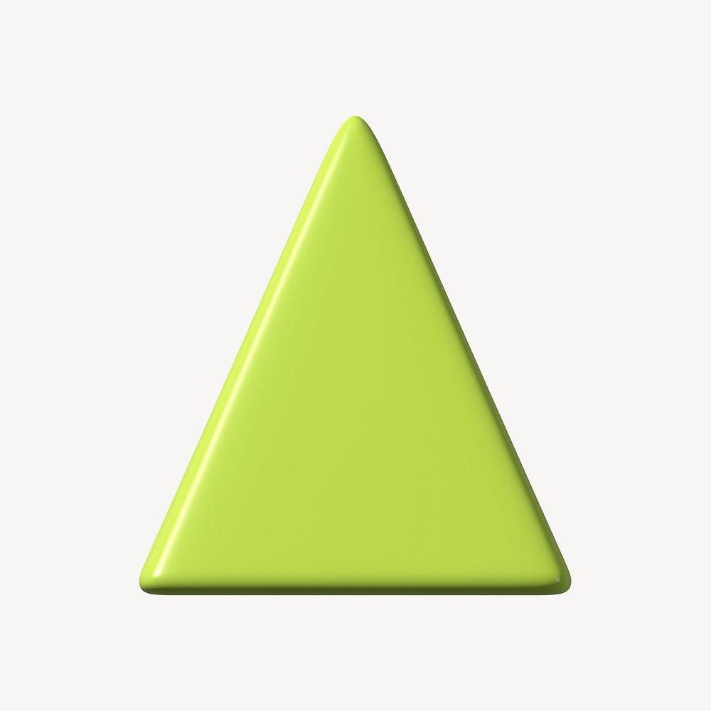 3D green triangle shape, geometric clipart psd
