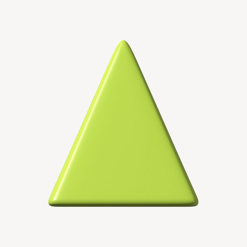 3D green triangle, geometric shape