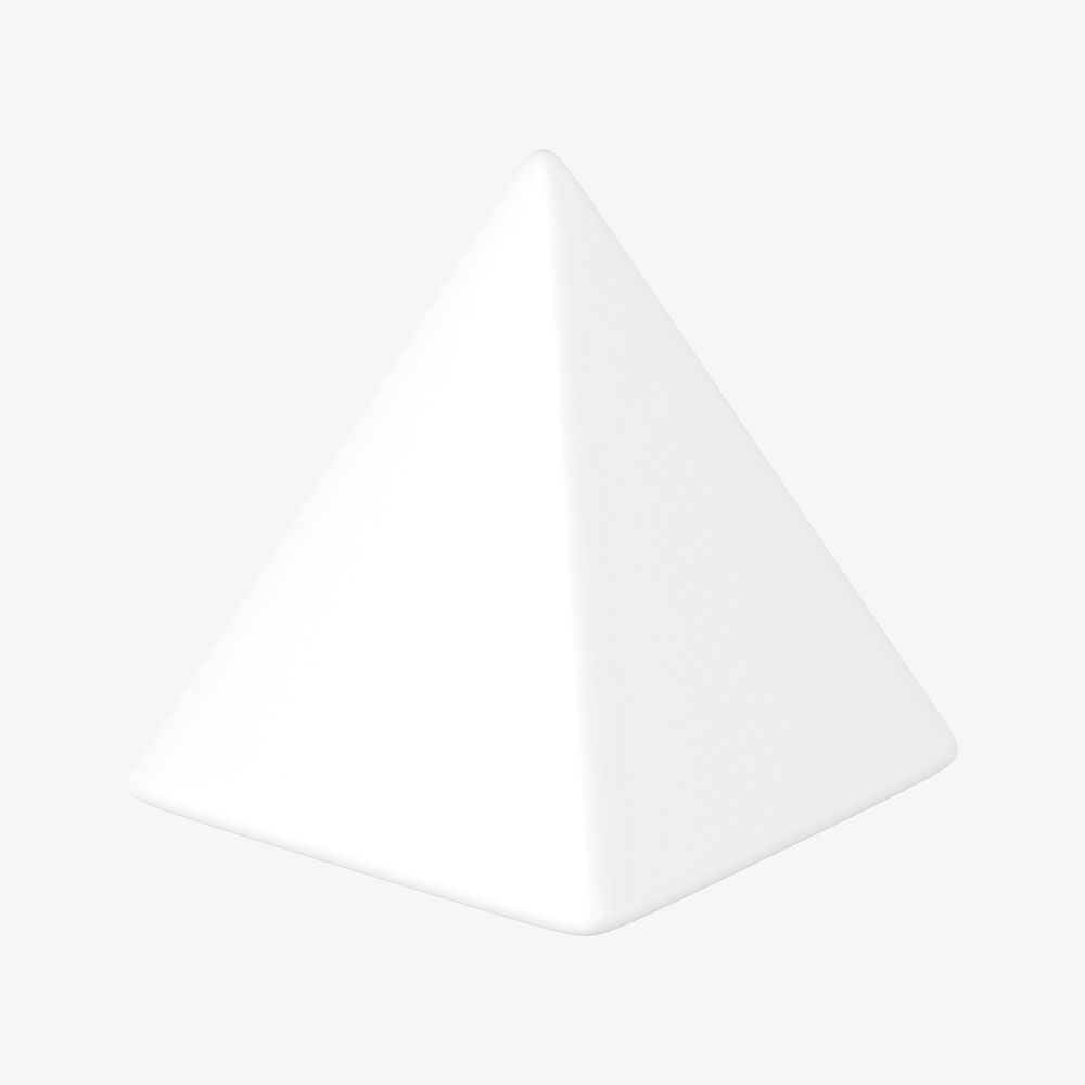 3D white pyramid, geometric shape