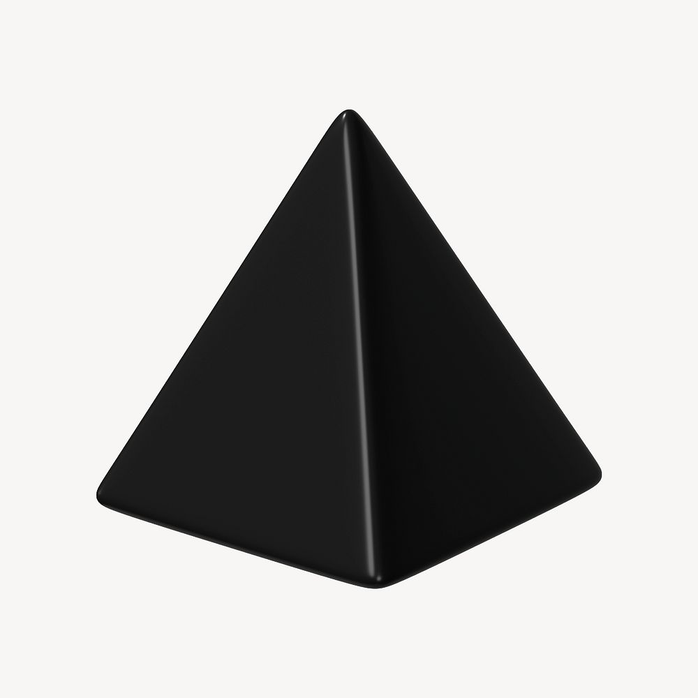 3D black pyramid clipart, geometric shape psd