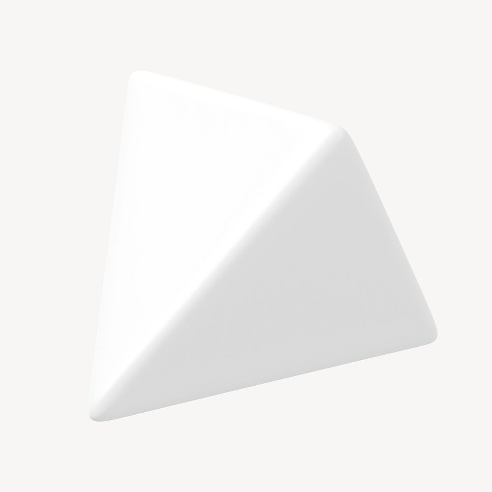 3D white pyramid clipart, geometric shape psd