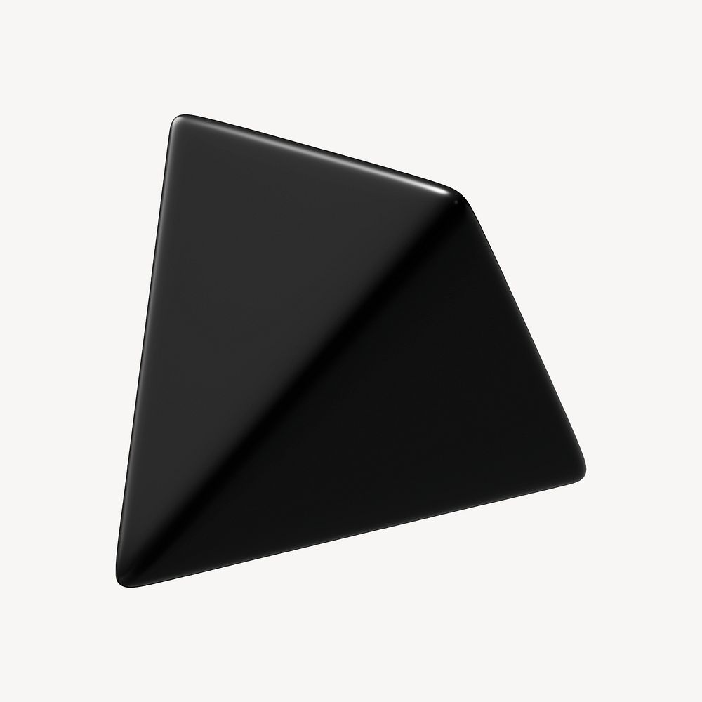 3D black pyramid clipart, geometric shape psd