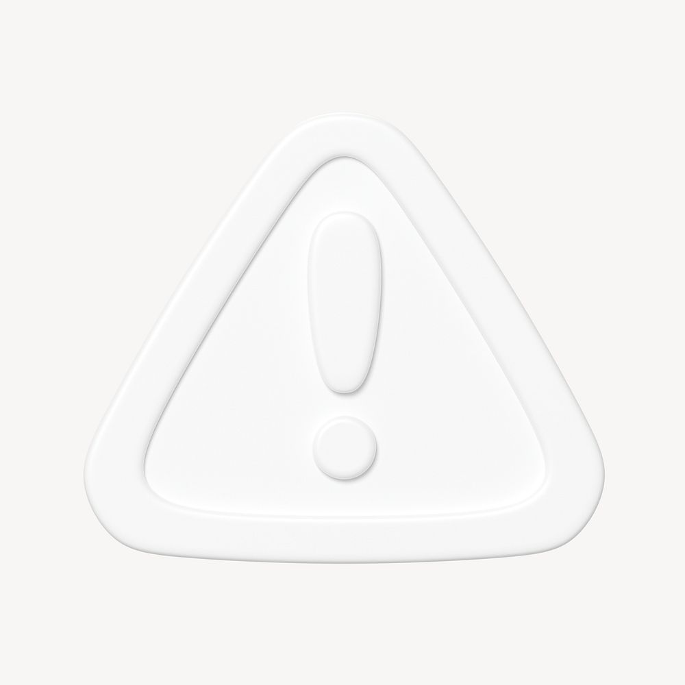 White warning sign 3D clipart illustration 