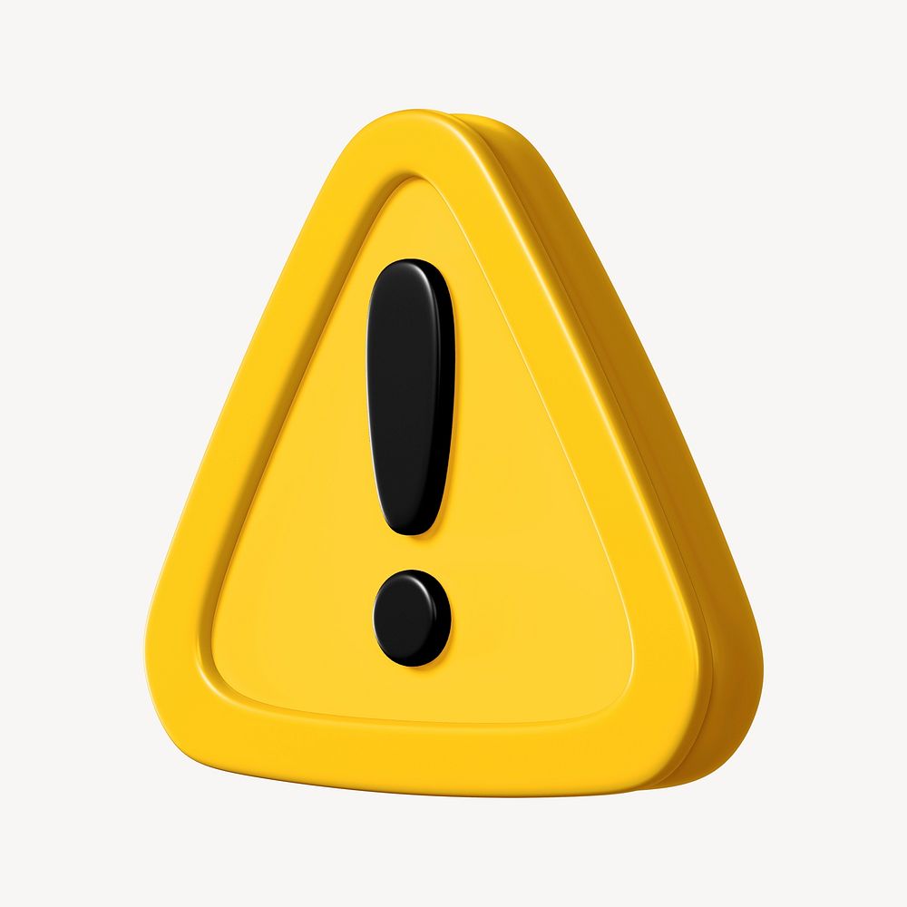 Yellow warning sign 3D collage element psd