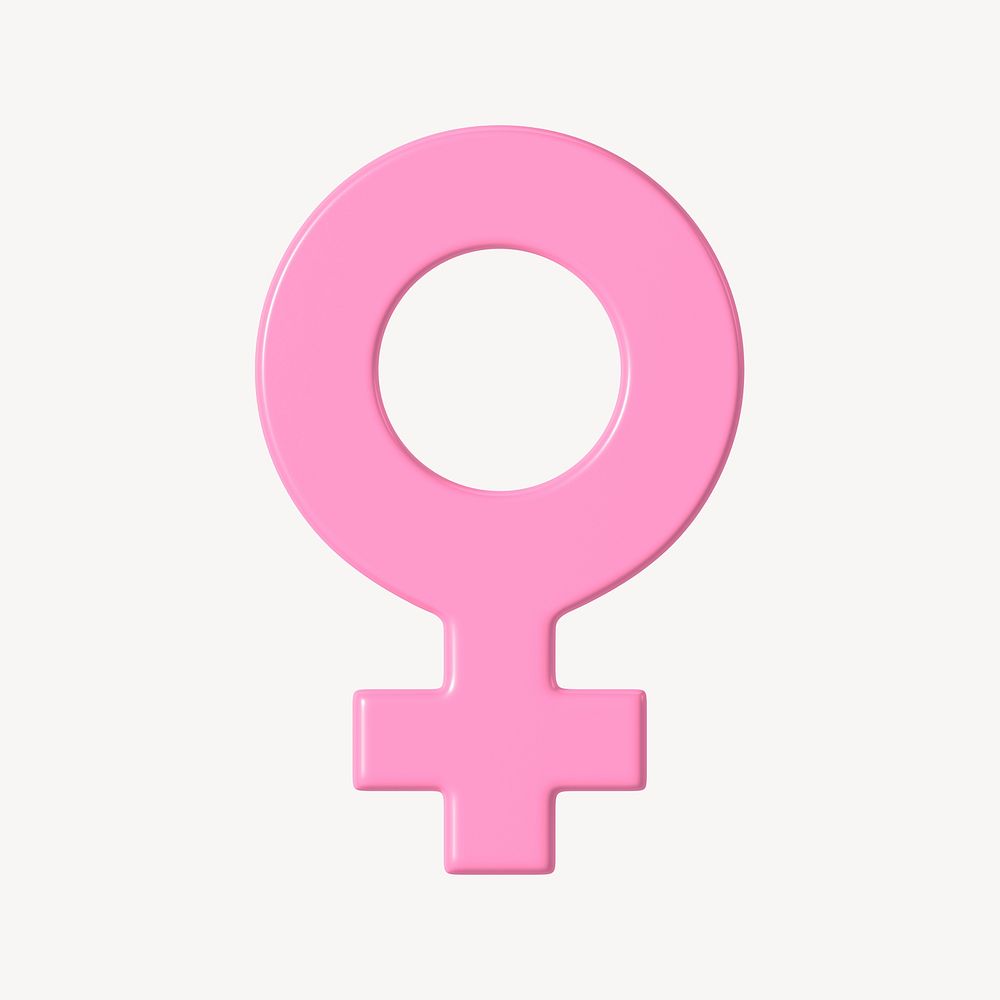 Pink female symbol 3D collage element psd